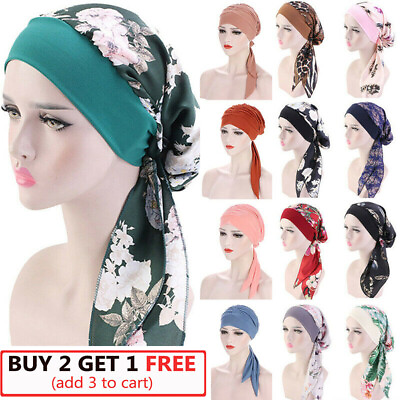 #ad Women Cancer Head Scarf Chemo Pirate Cap Hair Loss Hat Muslim Turban Headwear $7.59