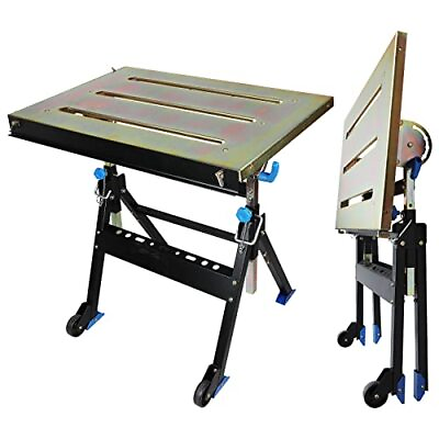 #ad Adjustable Welding Table with Wheels Portable Steel Stand Workbench 30 in. x ... $141.54