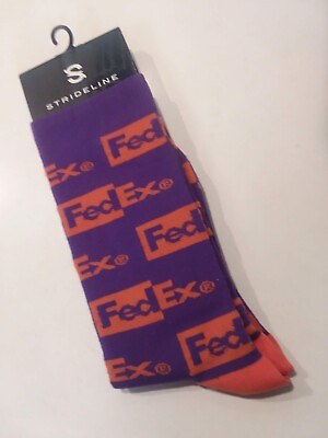#ad FedEx Icons Dress Socks Multi Logo Purple Orange Knit Socks One Size Strideline $15.00