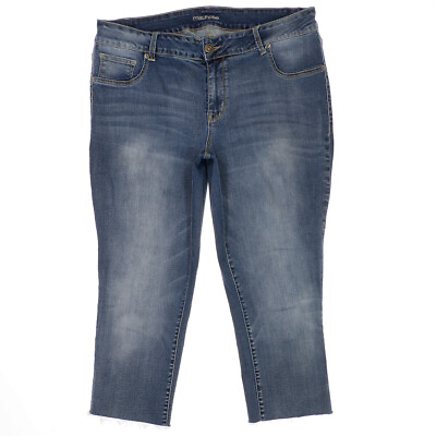 #ad Maurices Capri Jeans Size 18 Plus Womens Altered Blue Stretch Denim 38 x 22.5 $14.99