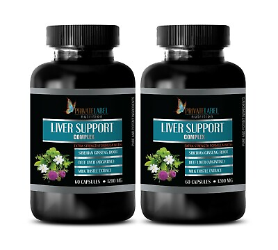 #ad body detox LIVER SUPPORT COMPLEX 1200mg liver cleanse milk thistle 2 Bottles $40.51