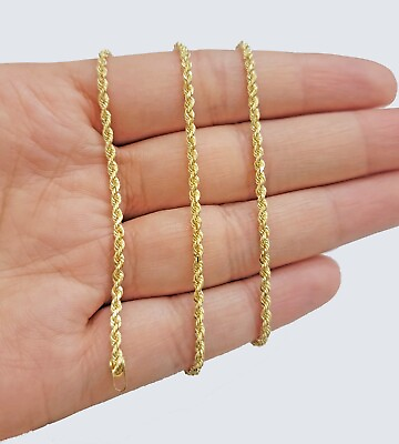 #ad Real 18k Yellow Gold Rope Chain Necklace 2mm 18 Inch Ladies Women Solid 18 KT $738.11