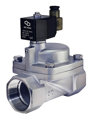 #ad 2quot; Inch High Pressure Stainless Steel Electric Steam Solenoid Valve NC 110V AC $419.99