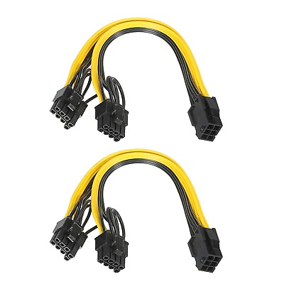 #ad PCIe Cable 6 Pin to Dual 8 Pin 62 Male PCI Express Power Cable 220mm 2pcs $11.27