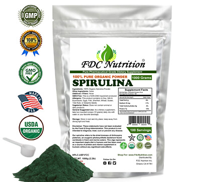 #ad USDA Organic SPIRULINA Powder Green Algae Chlorophyll Non GMO Immune booster $49.99