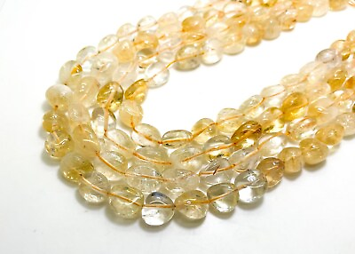 #ad Natural Yellow Golden Citrine Polished Nugget Pebble Gemstone Beads PG318B $12.34