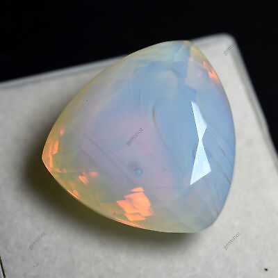 #ad Ethiopian Natural Opal Multi Color 50.05 Ct Trillion cut CERTIFIED RARE Gemstone $16.95
