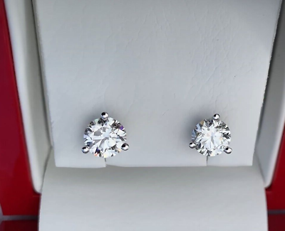 #ad Diamond Stud Earrings E VS1 2 CT Round IGI Certified Lab created 14K White Gold $1099.99