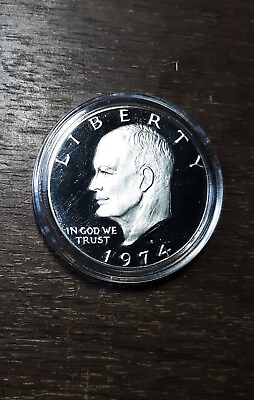 #ad 1974 S Eisenhower Silver Dollar Proof 40% Silver $1 Cameo $19.95