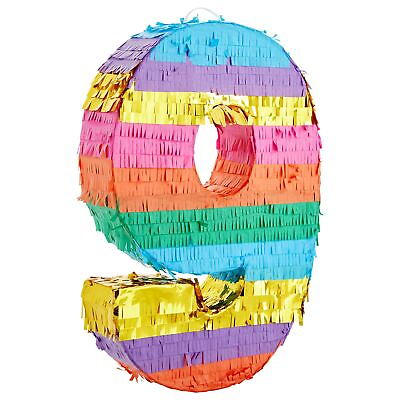 #ad Small Rainbow Number 9 Pinata for 9th Birthday Party Supplies 11 x 16.5 x 3 In $23.25