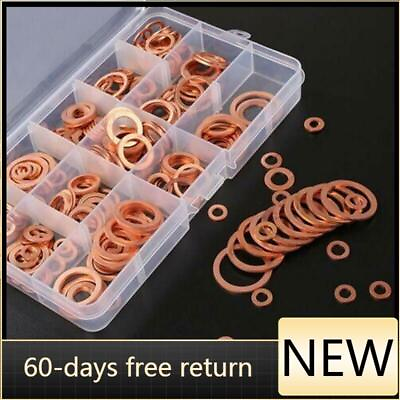 #ad 280X 12 Sizes Assorted Solid Crush Copper Washer Sump Plug Banjo Bolt Tap Box $19.94