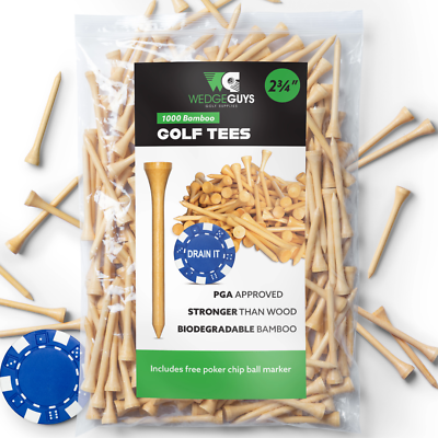 #ad New 1000 Bamboo Golf Tees 7x Stronger than Wood 2 3 4quot; Height PGA Approved $27.99