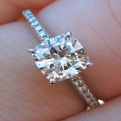 #ad Gorgeous 1.40 Ct. Cushion Cut Diamond Engagement Pave Ring H VVS2 EGL 14k WG $5336.10