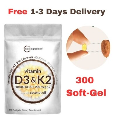 #ad Vitamin K2 D3Complex MK 4 MK 7 Formula 200 mcg 300 Soft Gel Immune $69.99