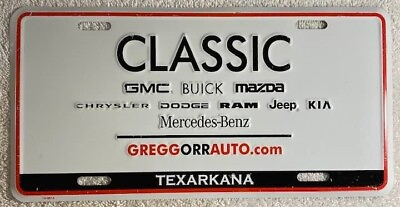#ad Classic Booster License Plate Jeep Mercedes Gregg Orr Texarkana Dealer $24.99