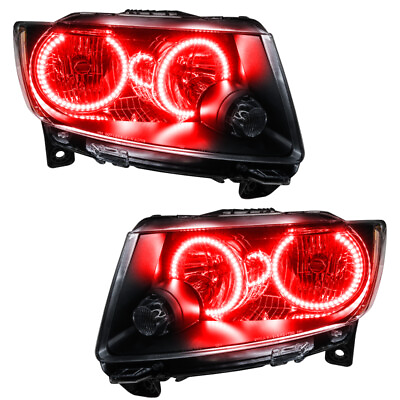 #ad Oracle Pre Assembled Halo Headlights Non HID Chrome Red FOR 11 13 Jeep Grand C $764.85