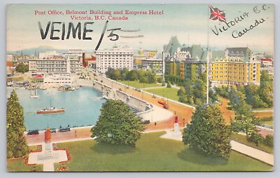 #ad Victoria BC Canada Post Office Belmont Building Empress Hotel Vintage Postcard $6.39