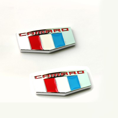 #ad 2x Camaro M Emblems 3D Badge Front Right Left Fender Chevrolet F Chrome Red $20.93