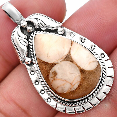 #ad Natural Peanut Wood 925 Sterling Silver Pendant Jewelry P 1568 $16.49