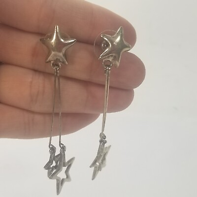 #ad Star Dangle Silver Tone Earrings $11.99