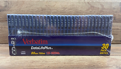 #ad 30 Pack Verbatim Data Life Plus Premium CD R 16x 80 Min with Jewel Cases Sealed $29.97