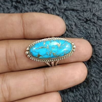 #ad Copper Turquoise Ring 925 Sterling Silver Handmade Statement Ring All Size B91 $11.51
