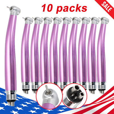 #ad 10Pcs Purple Dental High Speed Handpiece 3 Way Spray Push Button Standard Head $199.99