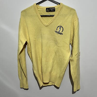#ad Vintage 113th Open Championship 1984 Golf Knit Jumper Yellow Size S England AU $79.90