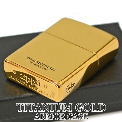#ad Zippo Armor Case Titanium Gold Side Logo Oil Lighter Etching Brass Japan New $84.95