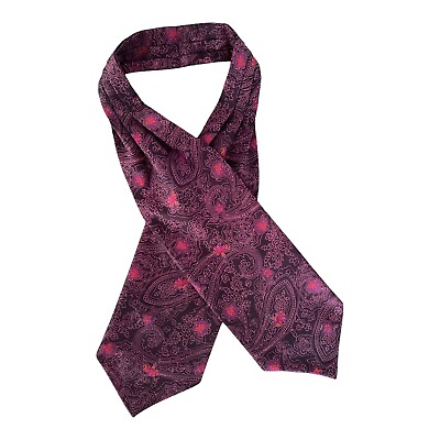 #ad Beautiful Purple Paisley Silk ASCOT CRAVAT Made In Italy 48quot; 5.5quot; EX COND $36.98