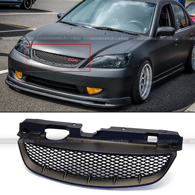 #ad For 04 05 Civic HoneyComb T R Style Matte black Front Mesh Hood Grill Grille $46.99
