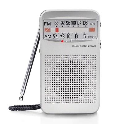 #ad AM FM Portable Pocket Radio Compact Transistor Radios Best Reception Loud S $13.82