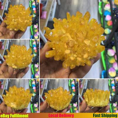 #ad Natural Yellow Quartz Cluster Crystal Stone Mineral Specimen Healing Reiki Rock $8.54