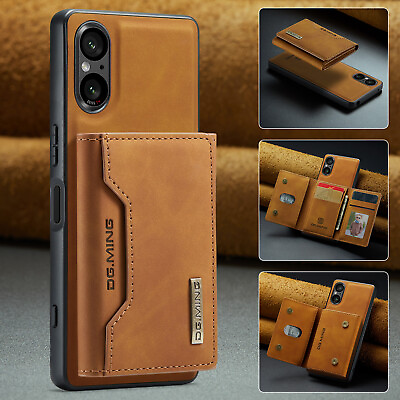 #ad DG.MING Leather Trifold Card Holder Phone Back Cover for Sony Xperia 5 V $13.99