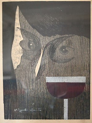 #ad Kiyoshi Saito Japan 1907 1997 Japanese Modernist Woodblock Print WINE $2850.00