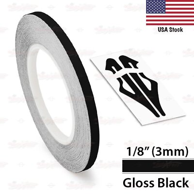 #ad 1 8quot; Roll Vinyl Pinstriping Pin Stripe Line Tape Decal Sticker 3mm GLOSS BLACK $8.95