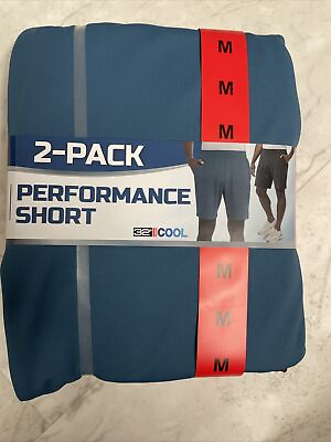 #ad 32° Degrees Cool Performance Active Short 2Pk Med Blue Gray Stretch Breathable $19.95
