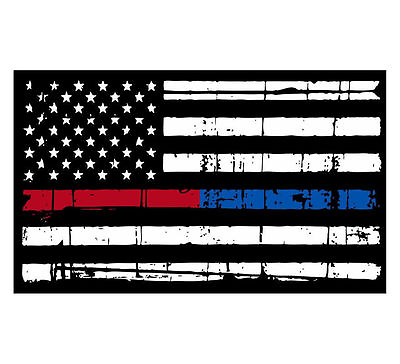 #ad Tattered Thin Blue Red Line Fire Police window decal Various Sizes $46.99