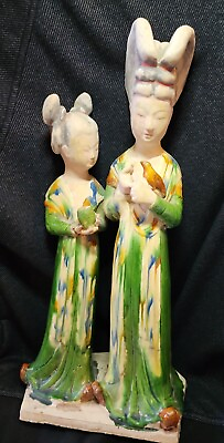 #ad antique chinese Terracotta Statue sancai glaze woman amp; child 17.5quot; $296.75