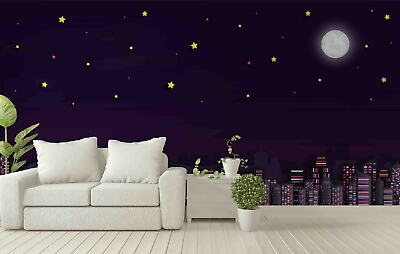 #ad 3D Night Moon Star Building Dark Self adhesive Removable Wallpaper Murals Wall AU $59.99