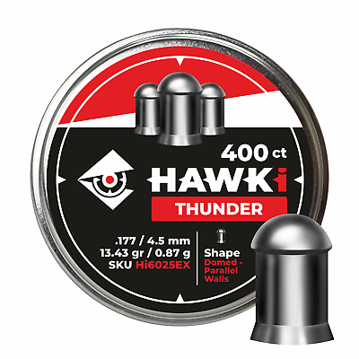 #ad Hawki Airgun Pellets .177 4.5mm Caliber 13.43 gr 400 ct Domed Parallel Walls $19.99