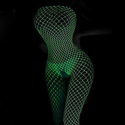 #ad Sexy Women#x27;s Luminous Fishnet Stockings Glow In The Dark Fishnets Socks Cool $14.46