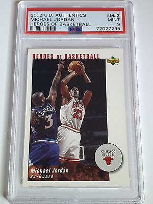 #ad 2002 UD Authentics Michael Jordan #MJ 198 Heroes of Basketball PSA 9 POP 4 AU $415.00