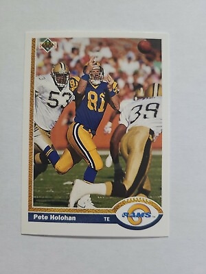 #ad PETE HOLOHAN 1991 UPPER DECK FOOTBALL CARD # 182 E1058 $1.59