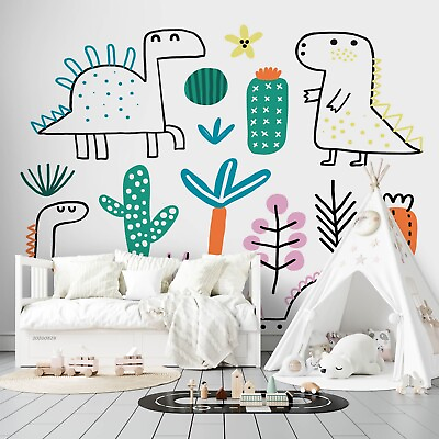 #ad 3D Dinosaur Floral Cactus Grass Self adhesive Removeable Wallpaper Wall Mural1 $224.99