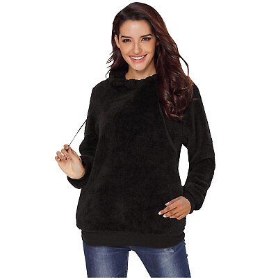 #ad Womens Casual Hoodie Crew Neck Long Sleeve Sweatshirts With Pocket Pullover Tops $26.99