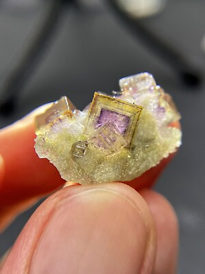 #ad TOP！4.6g exquisite multi layer purple window yellow cubic fluorite crystal $55.00