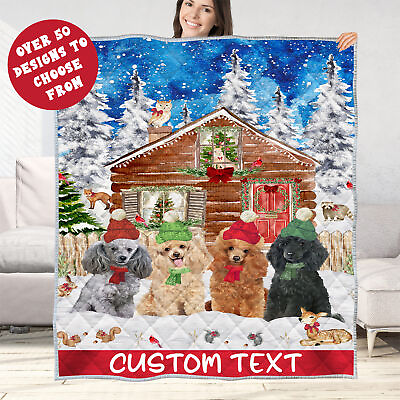 #ad Poodle Quilt Dog Bedding Personalized Christmas Gift Many Designs NWT $59.99