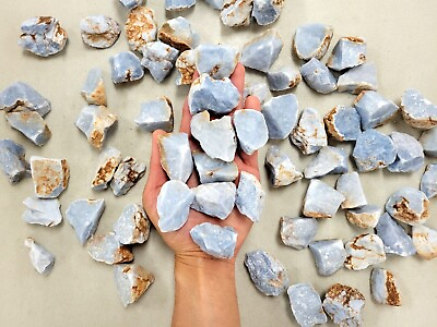 #ad Angelite Crystal Raw Rough Bulk Gemstones Anhydrite Stones for Tumbling Healing $8.95