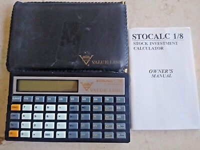 #ad EUC VINTAGE STOCALC STOCK INVESTMENT 1 8 CALCULATOR *W CASE AND MANUAL $17.20